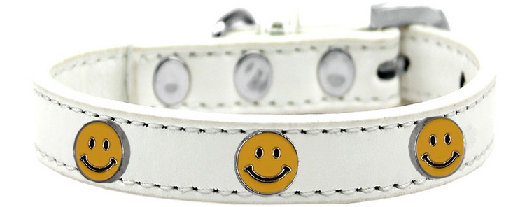 Happy Face Widget Dog Collar White Size 12